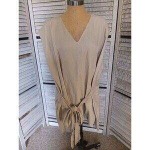 S. KANOUNI Dress Tunic USA Made Oversized Minimalist Attached Tie Resort Wear